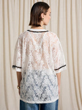 Oversized Lace Graphic Print Sporty Top